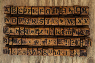 wooden printing block alphabet and numbers