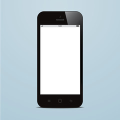 smartphone with blank screen on blue background