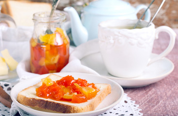 Citrus marmalade on bread