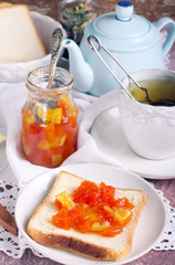 Citrus marmalade on bread