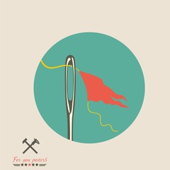 Modern flat banner with a needle and flag