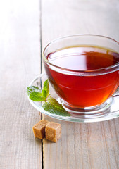 Glass cup of tea