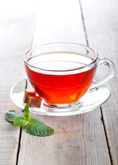 Glass cup of tea