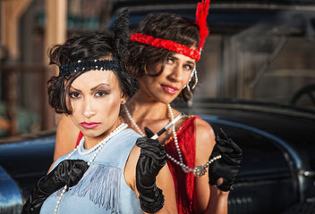 Cute Retro Ladies with Gloves