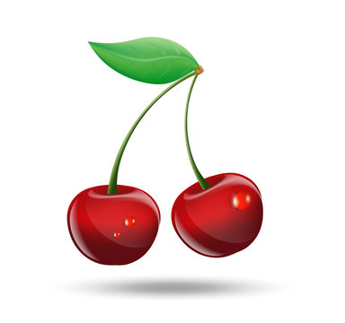 picture of cherries on white background