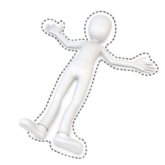 3d man at crime scene with black outline