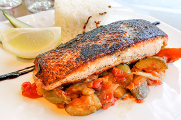 grilled salmon and rice