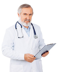 Senior doctor holding folder