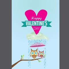 valentine day love beautiful card with cute love couple birds