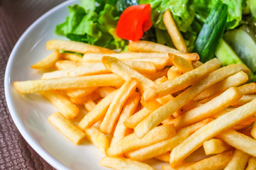Golden French fries potatoes