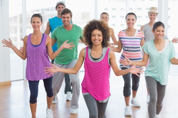 Fototapeta premium Fitness class and instructor doing pilates exercise