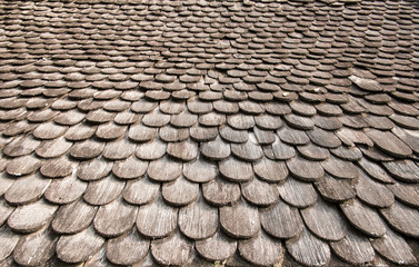 Texture of seamless wooden temple roof tiles.
