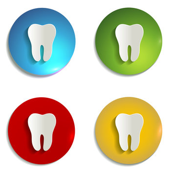 Colorful Paper tooth symbol set