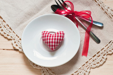 Valentines day set with silverware