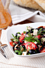 Greek vegetable salad with feta cheese