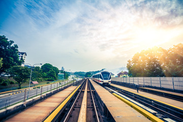 Sky train through the city center in Kuala Lumpur