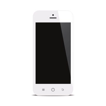 smartphone with black screen on white background