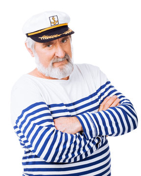 Handsome sailor isolated on white background