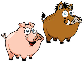 Naklejka premium Vector illustration of cartoon pig