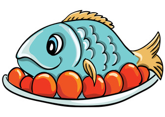 Cartoon fish on a plate