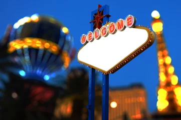 Muurstickers Blank Welcome To Las Vegas neon sign © somchaij