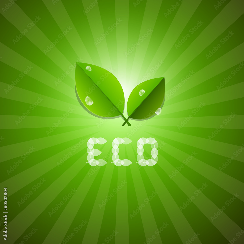 Wall mural Green Vector Ecology Background With Leaves And ECO Title