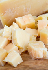 parmesan cheese on wooden surface