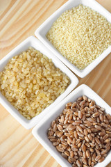 Wheat grains, bulgur and couscous