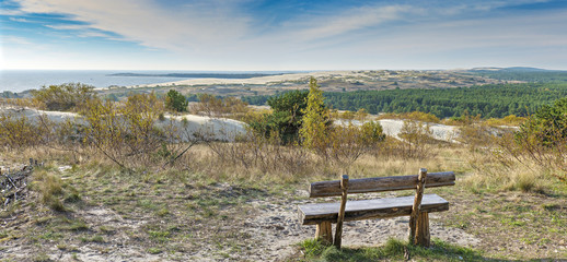 View on Curonian Spite from the dune of Nida, Lithuania - obrazy, fototapety, plakaty