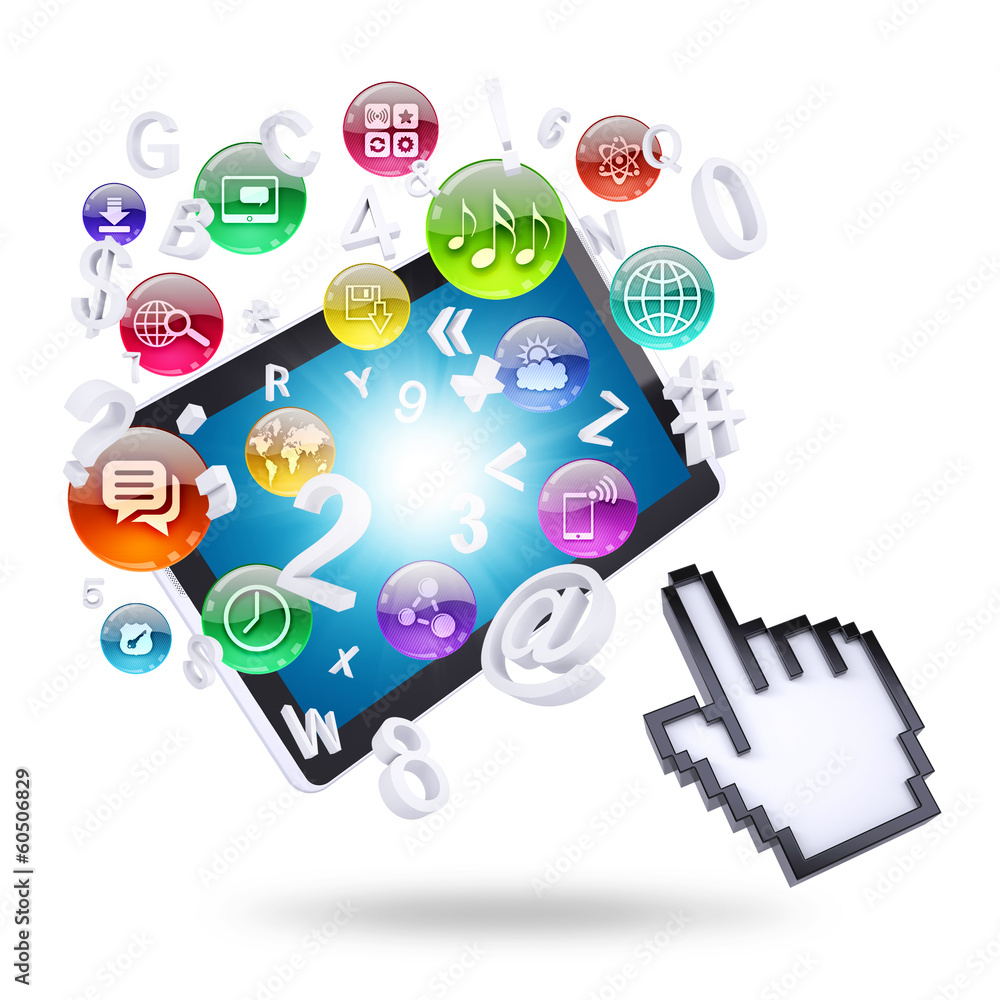 Poster tablet computer and application icons