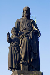 st. joseph statue from charles bridge in prague