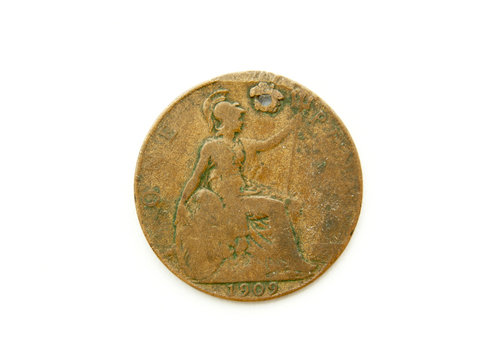 Defaced Vintage 1909 Copper British Penny