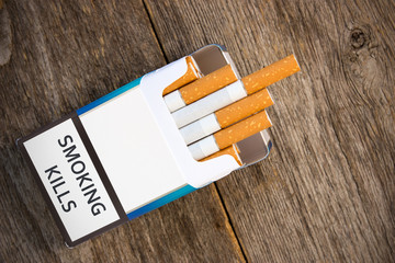 Open pack of cigarettes