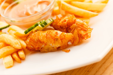 French fries with chicken