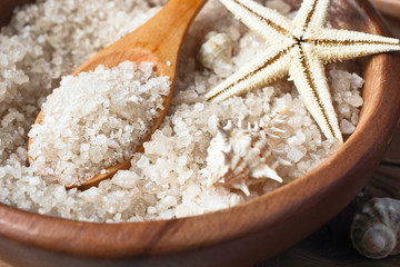 Natural sea salt for SPA with starfish and shells