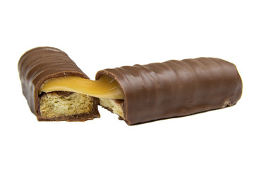 Bars of chocolate with caramel