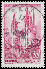 FRANCE - CIRCA 1957: A stamp printed in France, shows the Rouen