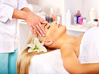 Fototapeta premium Woman getting facial massage .