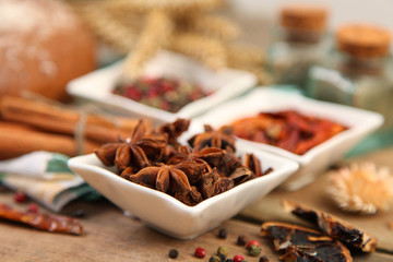 spices on wood