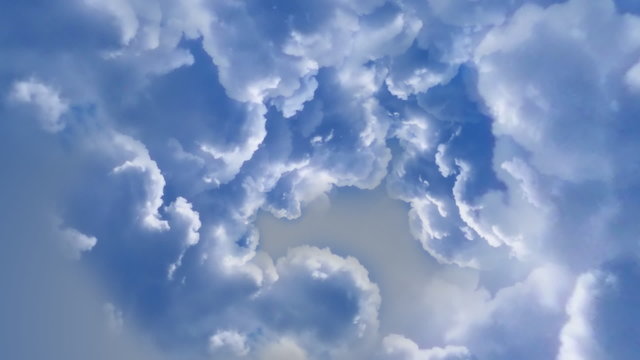 Flying in the cloud sky