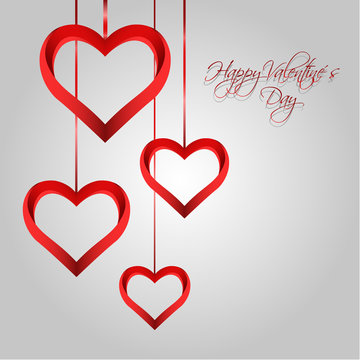 Vector Valentine´s Day Background with Red Hearts