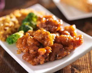 chinese orange chicken with fried rice
