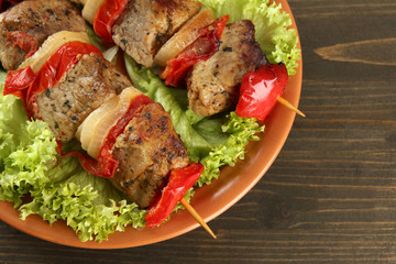 tasty grilled meat and vegetables