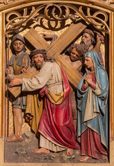 Bratislava - Jesus under cross meets his mother - cathedral