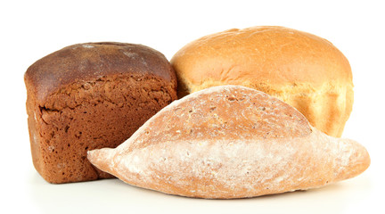 Composition with bread, isolated on white