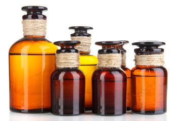 Medicine bottles isolated on white