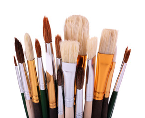 Many brushes isolated on white