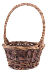 Fototapeta na wymiar Empty wicker basket, isolated on white