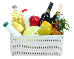 Box with products isolated on white