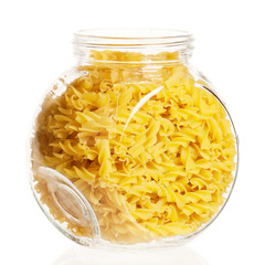 Pasta in glass pot
